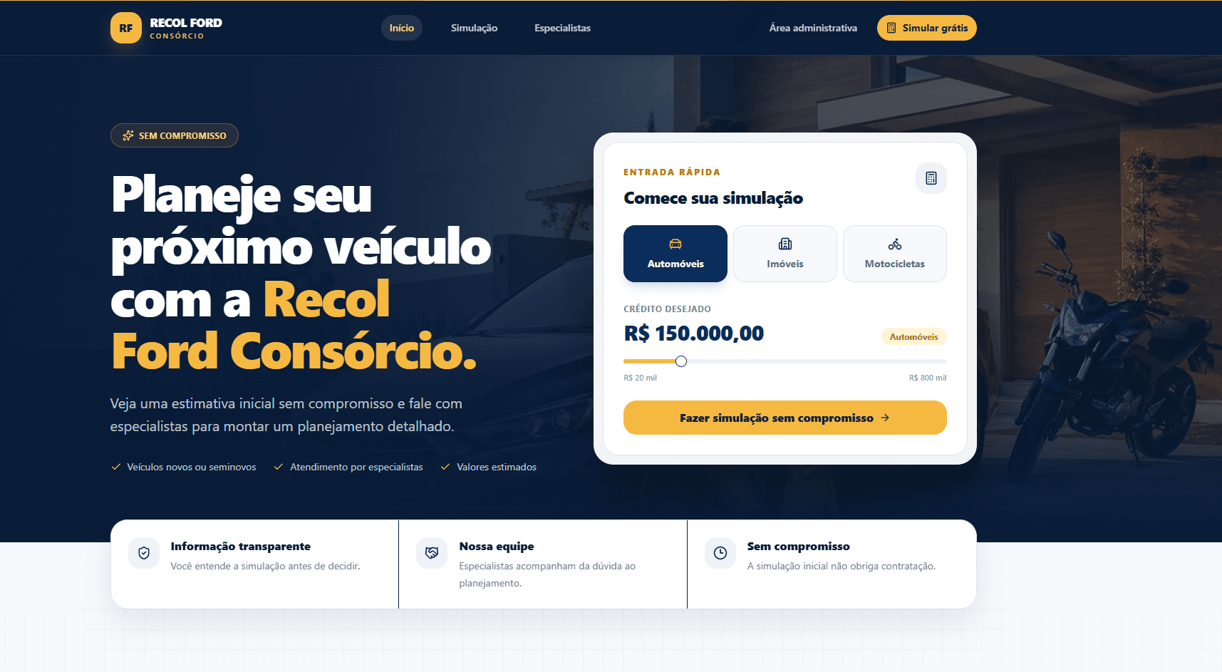 Preview do projeto Recol Ford Consórcio